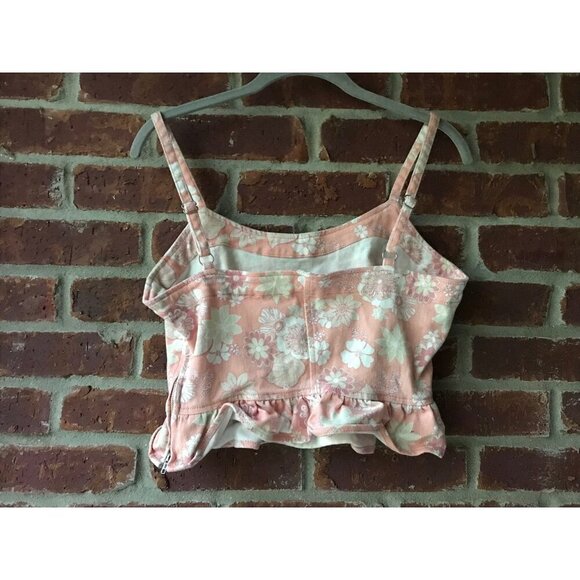 altar'd state peach floral denim tank top - Picture 3 of 4